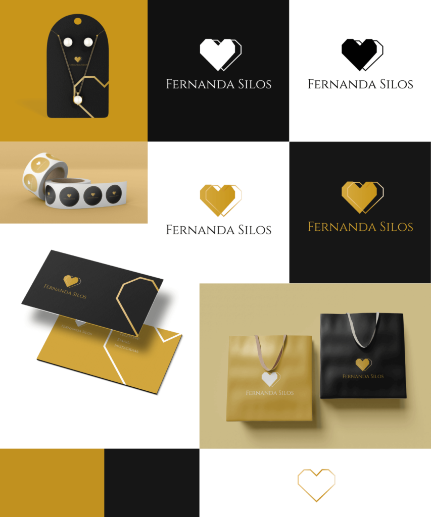 Home 3 Identidade visual Fernanda Silos — logo, cartão de visita e manual da marca.