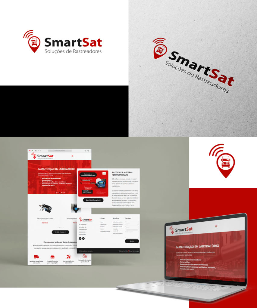 Home 4 Identidade visual SmartSat — logo, cartão de visita e manual da marca
