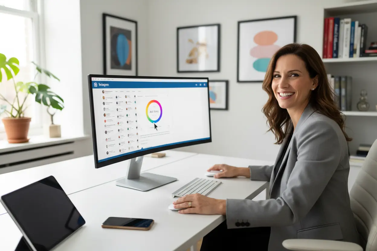 mulher pc instagram story Agência de Marketing Digital Review Comunicação https://reviewcomunicacao.com.br/wp-content/uploads/2024/12/Img-Review-Redes-sociais-1000x1000px.png