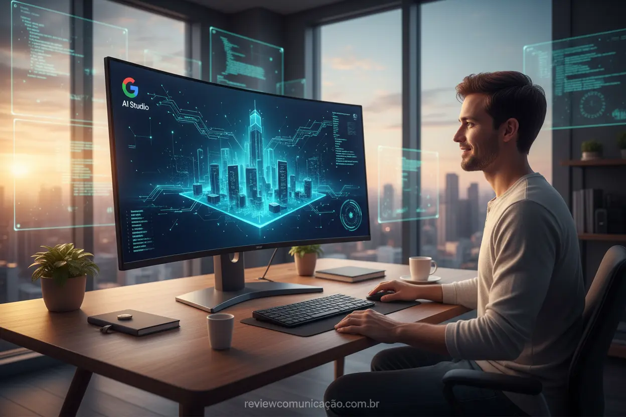 Pessoa usando Google AI Studio para criar IA