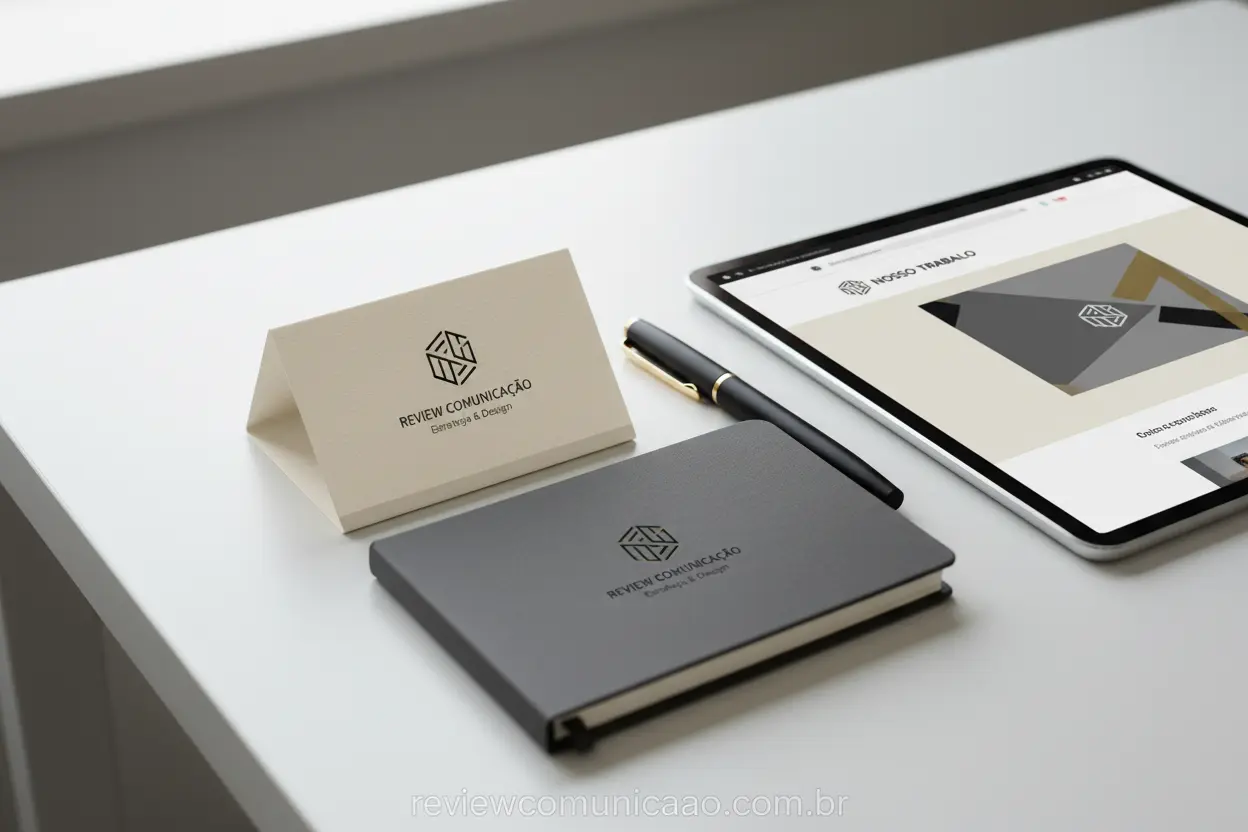 Kit de branding profissional com logo e elementos de design.